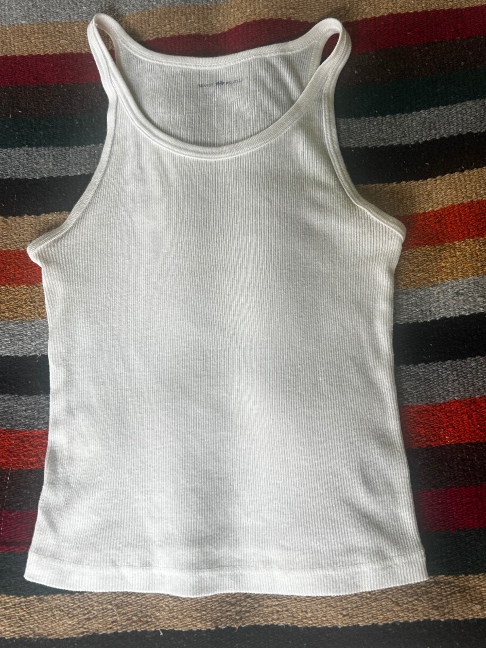 brandy melville white ribbed high neck baby tank top made in italy one size